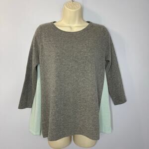 Club Monaco Cashmere Sweater 3/4 Sleeve Women's M Grey Mint Soft Luxury